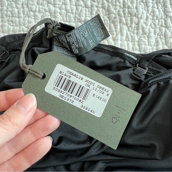 Allsaints Charlie Black Slip Midi Dress 8 Optional Straps All Saints NWT - Picture 13 of 16